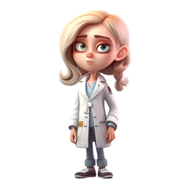 Docteur avec manteau blanc et stéthoscope 3D