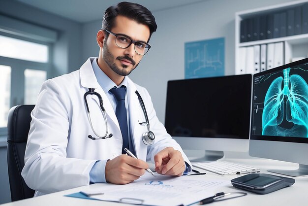 Photo docteur ou médecin dans l'hôpital ou le bureau concept de la technologie médicale et des soins de santé