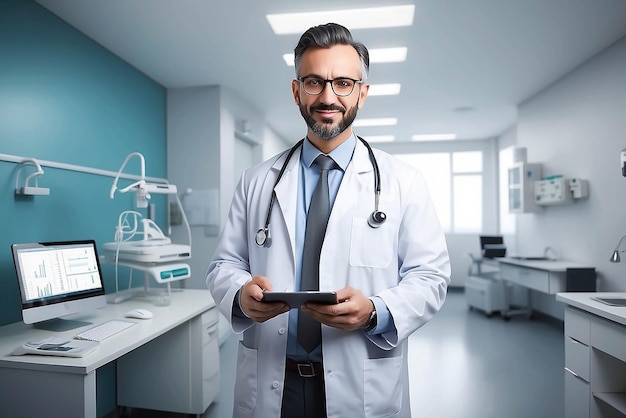 Photo docteur ou médecin dans l'hôpital ou le bureau concept de la technologie médicale et des soins de santé