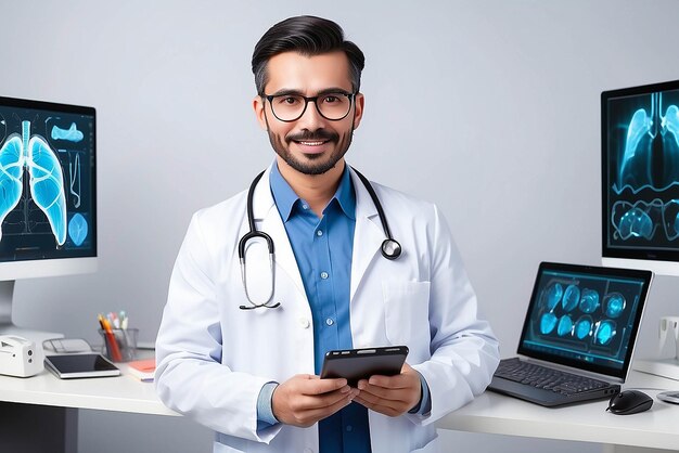 Photo docteur ou médecin dans l'hôpital ou le bureau concept de la technologie médicale et des soins de santé