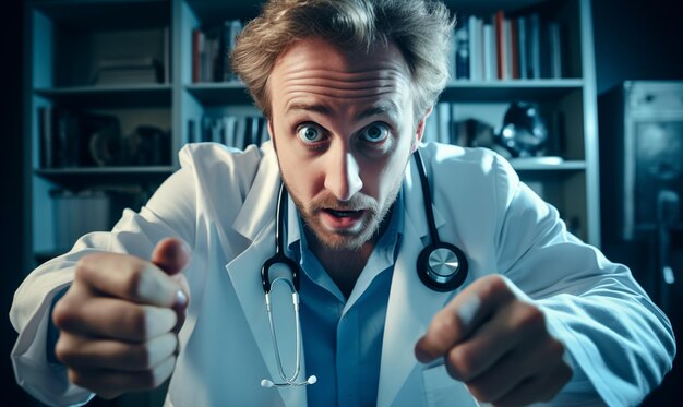 Photo docteur professionnel dans un manteau médical avec un stéthoscope