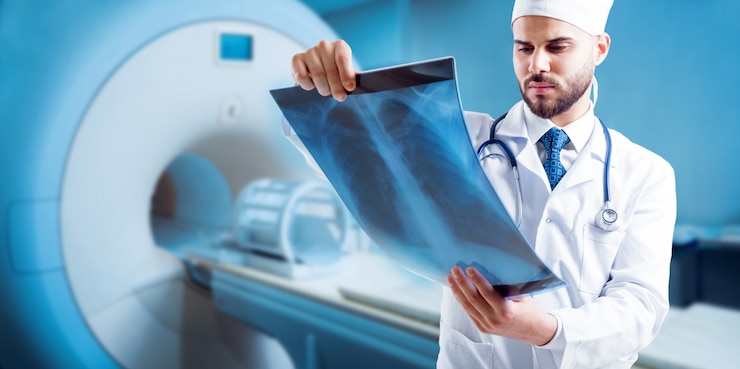 Photo docteur, regarder, irm, image