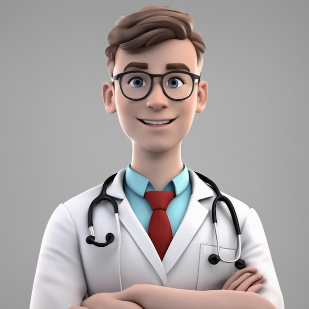 Docteur souriant avec stéthoscope illustration 3D 10