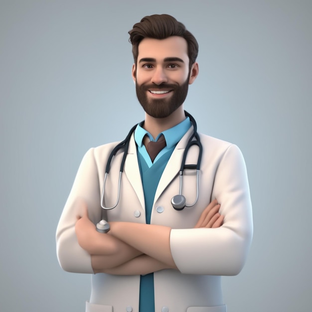 Docteur souriant avec stéthoscope illustration 3D 13