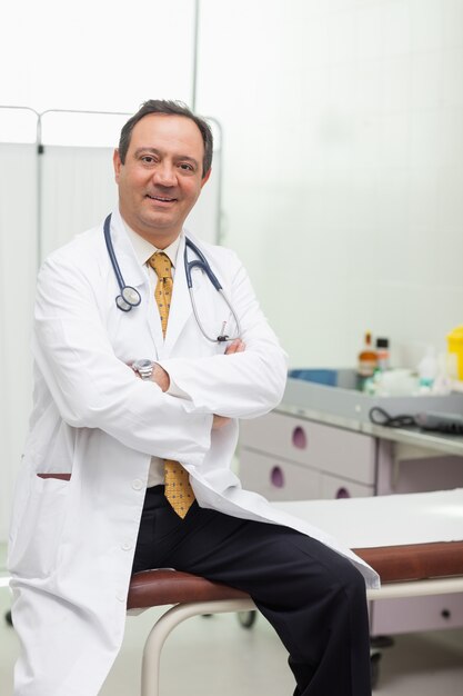 Docteur, sourire, quoique, séance, table