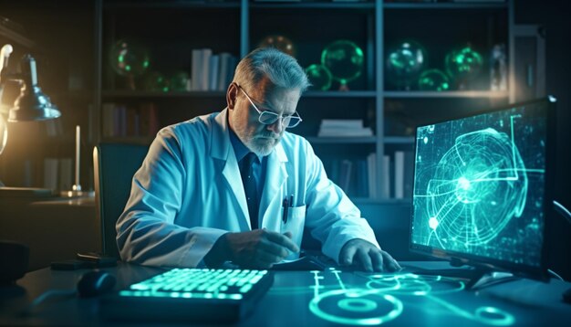 Docteur utilisant la technologie de gestion de documents sur un système informatique