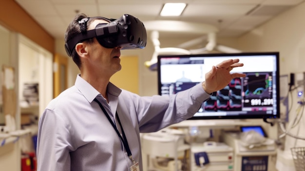 Photo docteur utilisant la technologie vr à l'hôpital