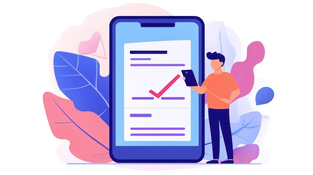 Document d'approbation de l'utilisateur de l'application mobile sur l'interface du smartphone