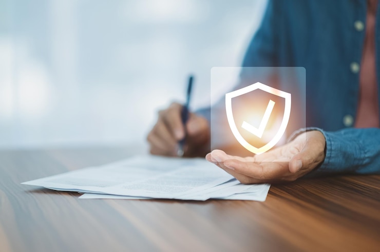 Photo document de signature d'homme pour l'investissement d'assurance-vie