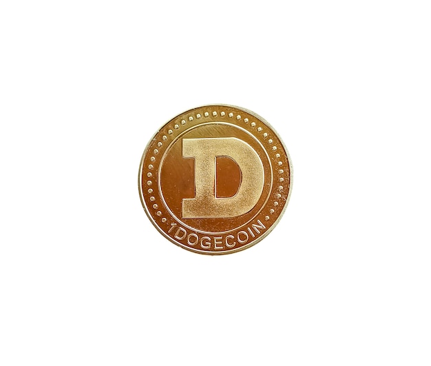 Dogecoin isolé sur fond blanc. Symbole de crypto-monnaie