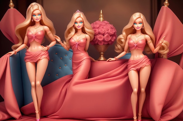 Doll est une illustration de style Barbie rose générative.