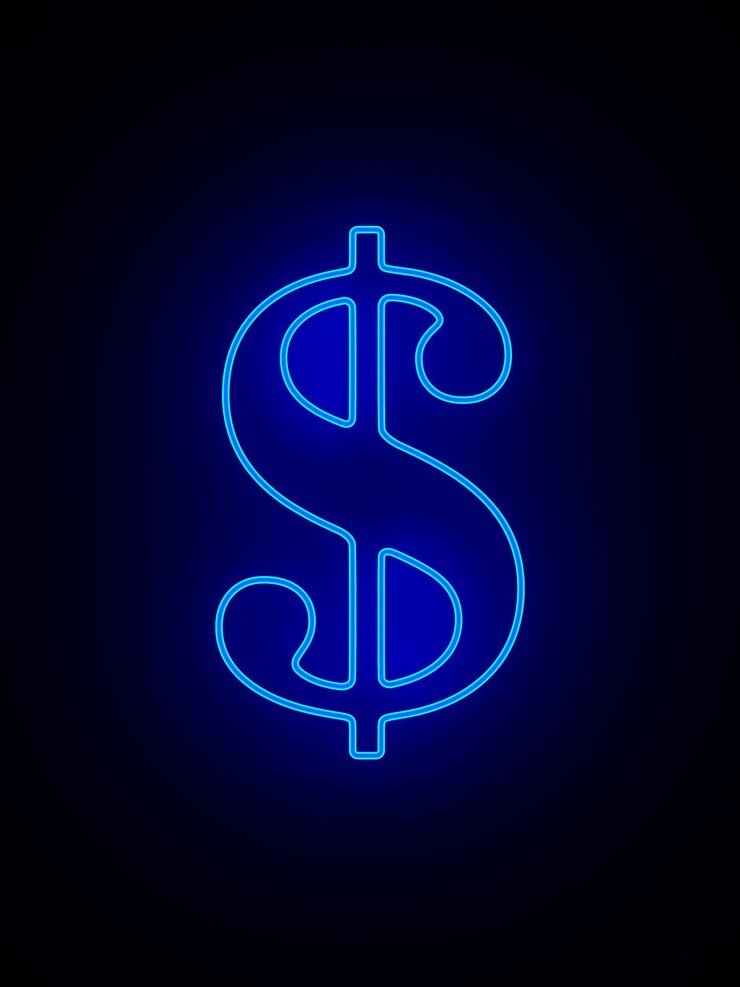 Photo dollar symbole néon sur fond sombre illustration 3d
