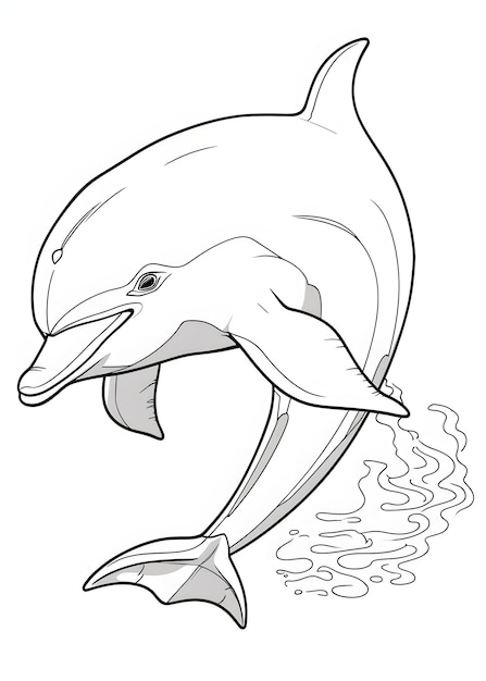 Photo dolphin page de coloration dolphin line art page de coloration delfin outline illustration pour la page de colorage animaux de coloration pages de coloration pour adultes ai génératif