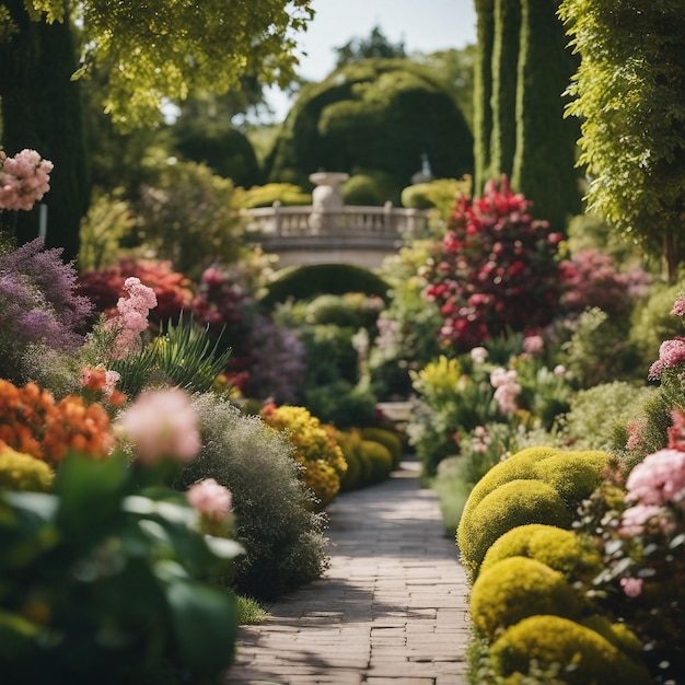 Un domaine à couper le souffle Une oasis de jardin luxuriante et vibrante regorgeant d'une multitude de plantes diverses et prospères