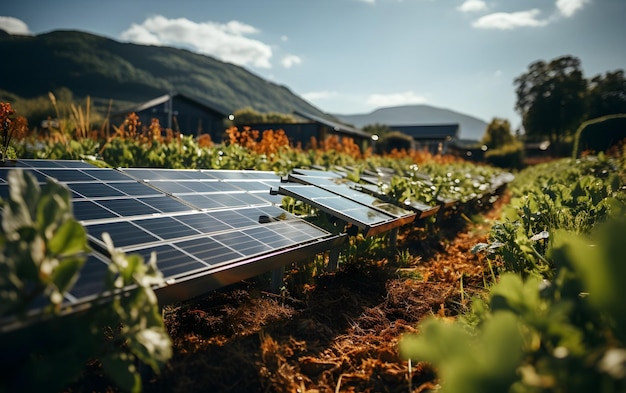 Un domaine de panneaux solaires énergie durable