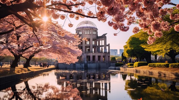 Photo le dôme résistant à la bombe atomique d'hiroshima préserve la paix le jour.