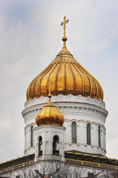 Photo dômes dorés de la cathédrale du christ sauveur à moscou