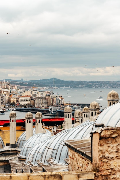 Photo les dômes de la mosquée suleymaniye à istanbul et une vue panoramique sur la ville