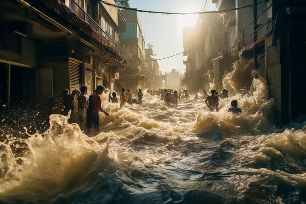 Dommages aux bâtiments causés par les inondations AI générative