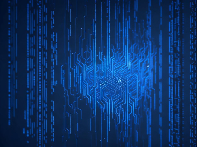 Photo données binaires numériques bleues sur le fond de l'écran d'ordinateur