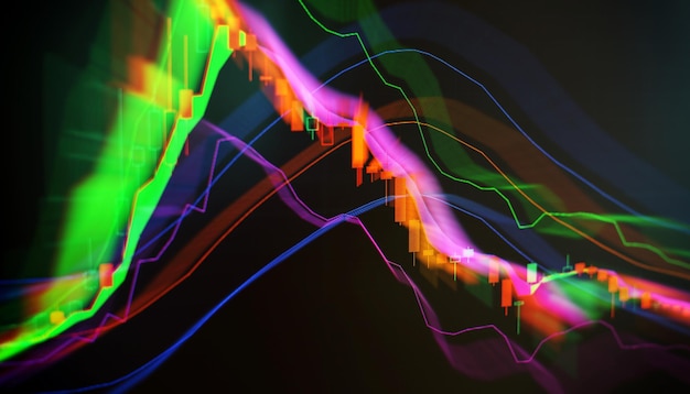 Données financières sur un moniteur comprenant des graphiques à barres d'analyse de marché Diagrammes des chiffres financiers Abstrait fond d'écran d'interface de graphique forex brillant Investissement commerce financement des actions