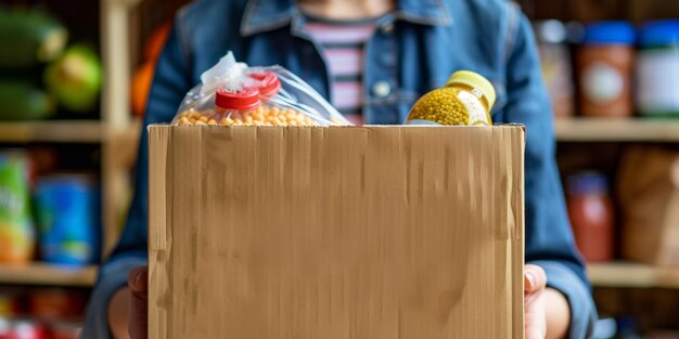 Photo donner des boîtes de nourriture pour aider les nécessiteux ai générative