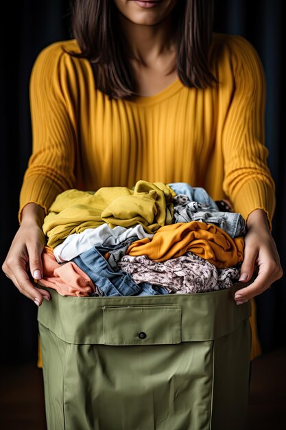 Photo donner des vêtements à des bénévoles