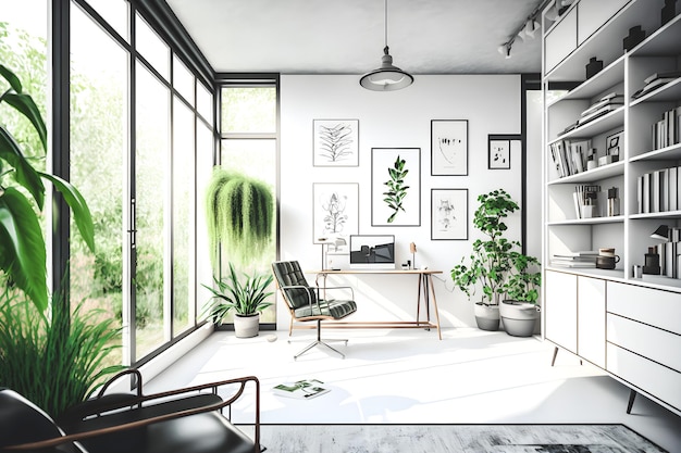 Donnez vie à votre maison avec ce salon moderne et minimaliste avec des plantes vertes