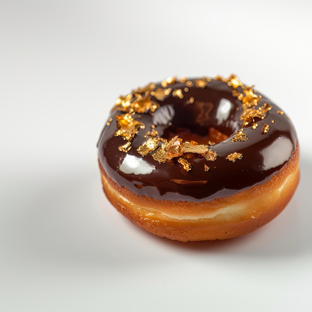 Un donut au chocolat avec des éclaboussures d'or