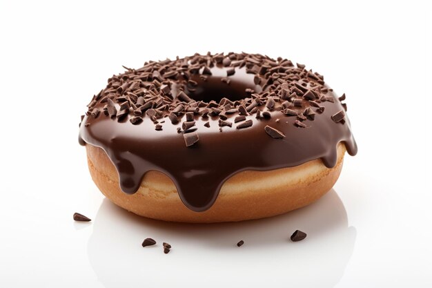 Donut au chocolat isolé sur fond blanc