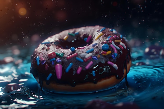 Donut avec pépites colorées Réseau de neurones généré par l'IA