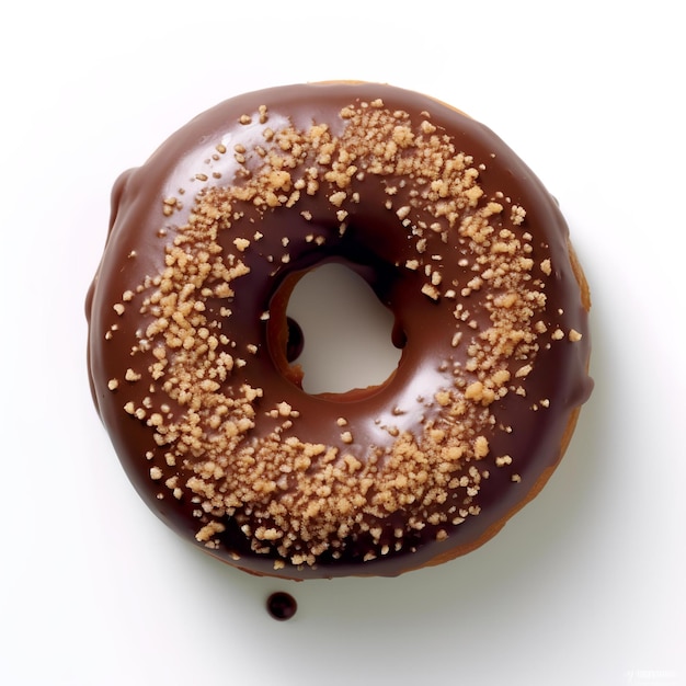 Un donut recouvert de chocolat avec des éclaboussures dessus.