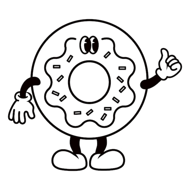 Donut rétro png illustration de dessin animé fond transparent