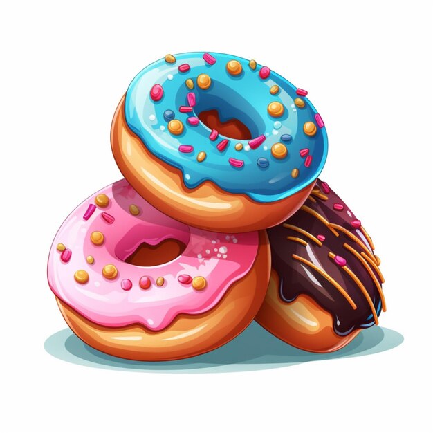 Donuts 2d illustration vectorielle dessin animé sur fond blanc