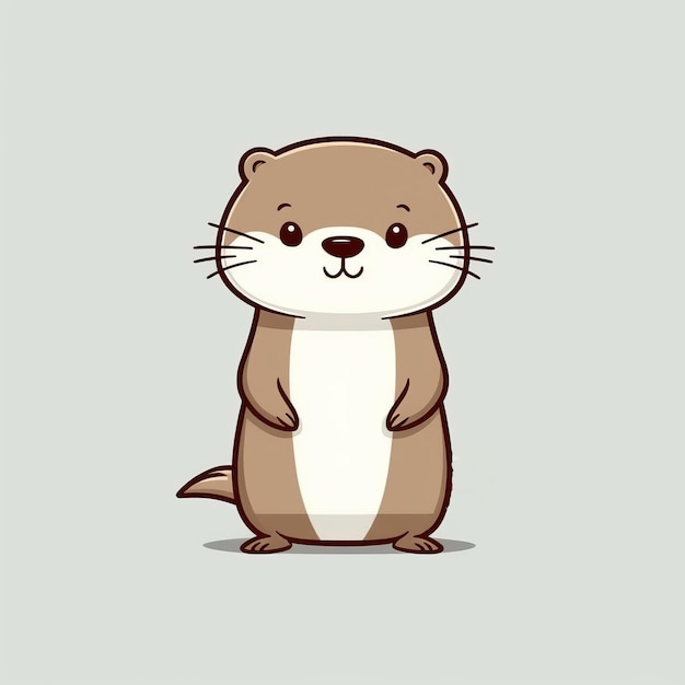 Doodle de dessin animé de loutre minimaliste