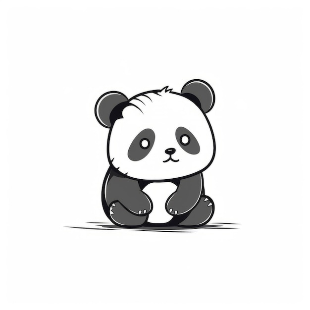 Doodle de dessin animé de panda minimaliste