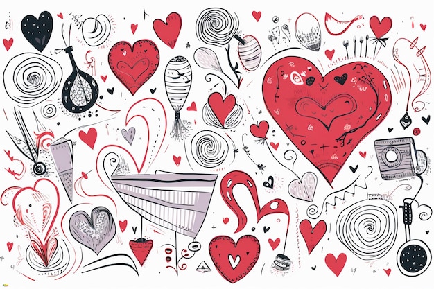 Doodle dessiné à la main peut être utilisé pour le fond de la Saint-Valentin