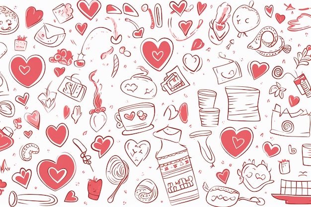 Doodle dessiné à la main peut être utilisé pour le fond de la Saint-Valentin