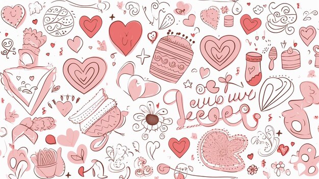 Doodle dessiné à la main peut être utilisé pour le fond de la Saint-Valentin