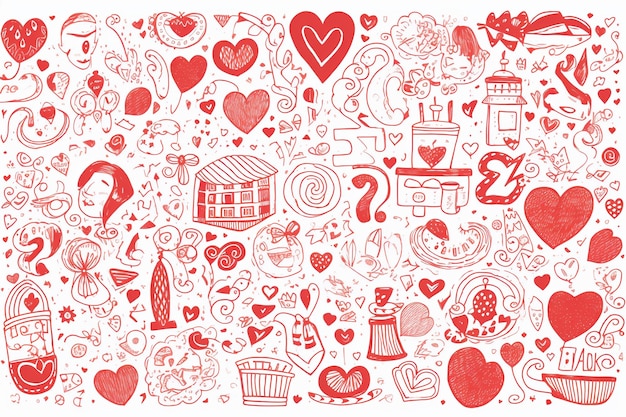 Doodle dessiné à la main peut être utilisé pour le fond de la Saint-Valentin