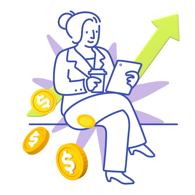 Doodle femmes investissement png fond transparent