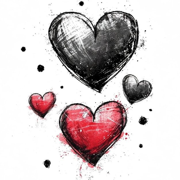 Doodle motif sans couture avec des cœurs de dessin à la main pour la Saint-Valentin Set de rouge entendu et symbole d'amour collection graphique génératif ai