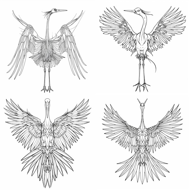 Doodles graphiques ailes aquila pose des oiseaux