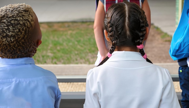 Le dos des enfants à l'école