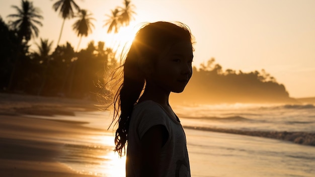 Le dos est la silhouette d'une fille de Bali, en Indonésie.