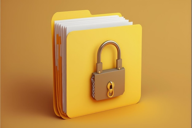 Dossier de fichiers avec cadenas dossier de documents concept de sécurité des fichiers IA générative