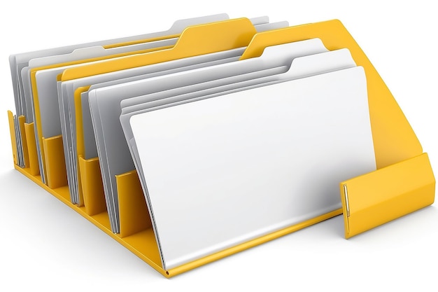 Dossier d'ordinateur jaune sur fond blanc Image 3D isolée