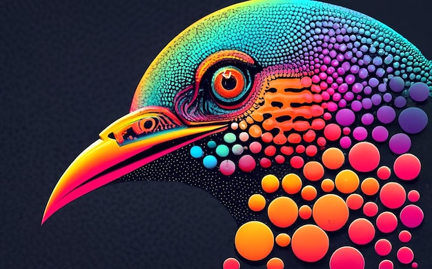 Dot art conception vectorielle vibrante et lumineuse d'un oiseau