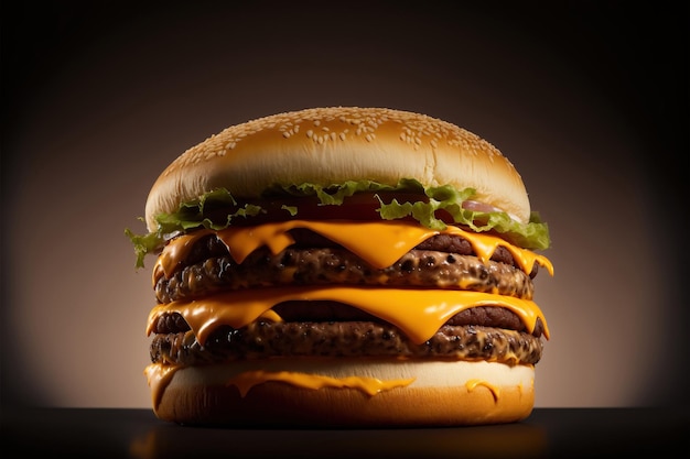 Un double cheeseburger avec le mot cheese dessus