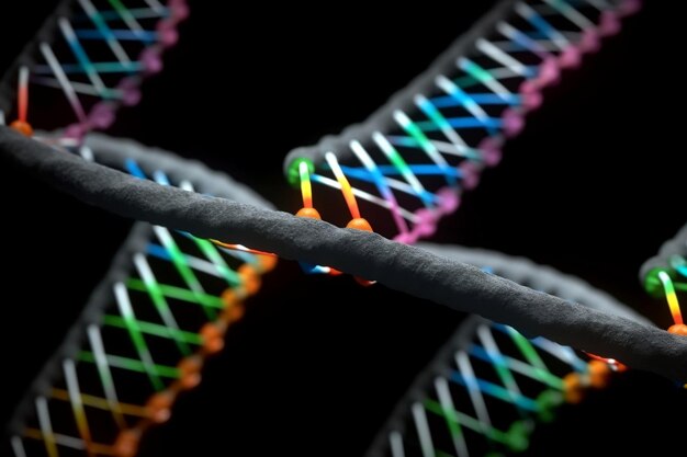 Double hélice de molécule d'ADN dans une composition colorée ai générative